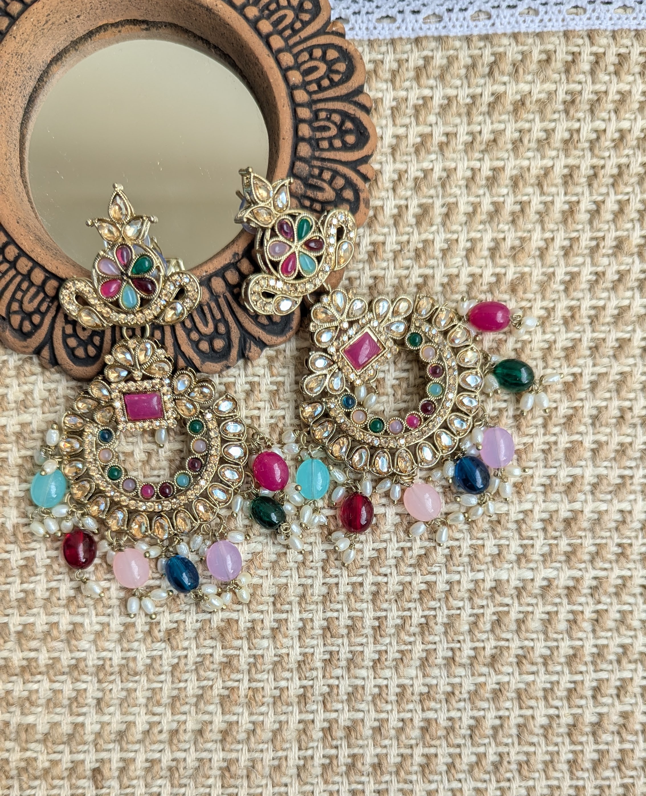 Multi-stone Long Earring