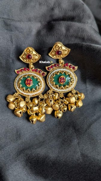 Beautiful small size Heritage statement earring with Kashmiri Ghungroo