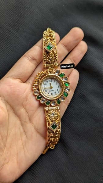 Rajwadi Emrald Green Bracelet Watch-2