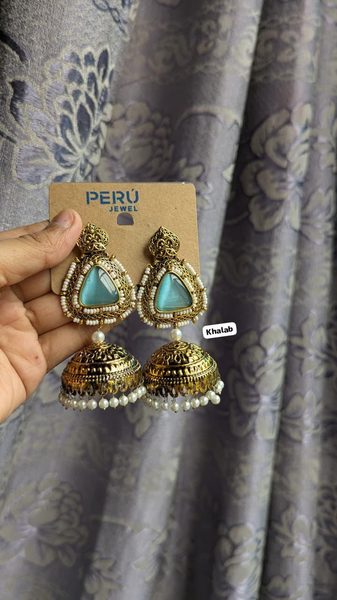 Triangle Stone Antique Jhumka